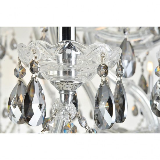 Elegant Lighting Light Chrome Chandelier With Silver Shade Tear Drop Crystals Silver Shade (Grey) Royal Cut Crystal