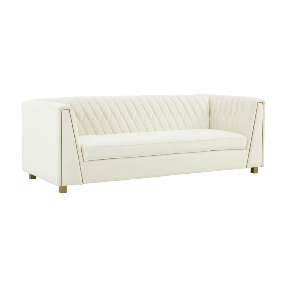 TOV Furniture Wafa Cream Velvet Sofa