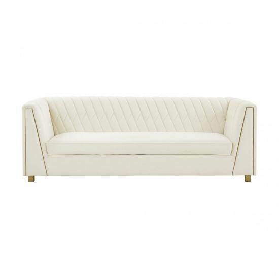 TOV Furniture Wafa Cream Velvet Sofa