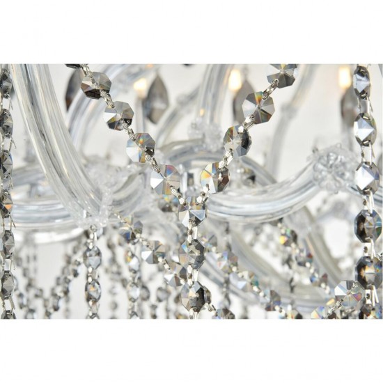 Elegant Lighting Light Chrome Chandelier With Silver Shade Tear Drop Crystals Silver Shade (Grey) Royal Cut Crystal