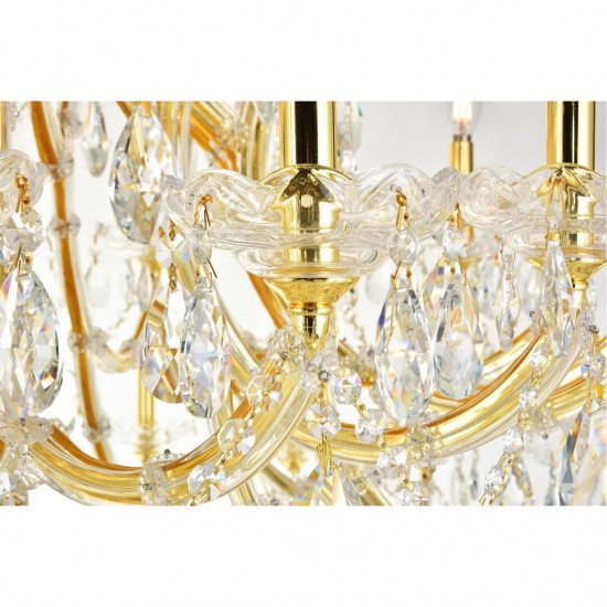 Elegant Lighting Maria Theresa 84 Light Gold Chandelier With Clear Tear Drop Crystals Clear Elegant Cut Crystal