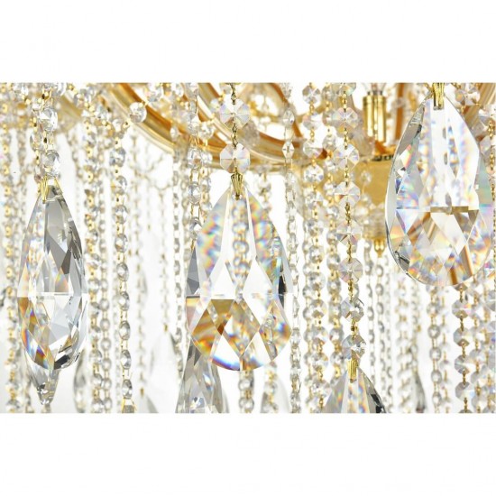 Elegant Lighting Maria Theresa 84 Light Gold Chandelier With Clear Tear Drop Crystals Clear Elegant Cut Crystal