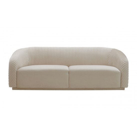 TOV Furniture Yara Pleated Beige Velvet Sofa