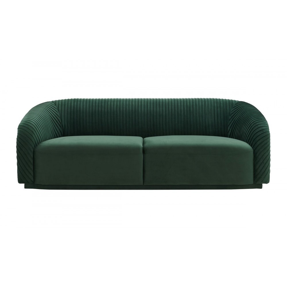 TOV Furniture Yara Pleated Forest Green Velvet Sofa