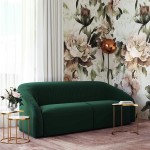 TOV Furniture Yara Pleated Forest Green Velvet Sofa