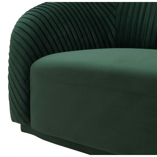 TOV Furniture Yara Pleated Forest Green Velvet Sofa