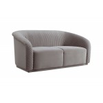 TOV Furniture Yara Pleated Grey Velvet Loveseat