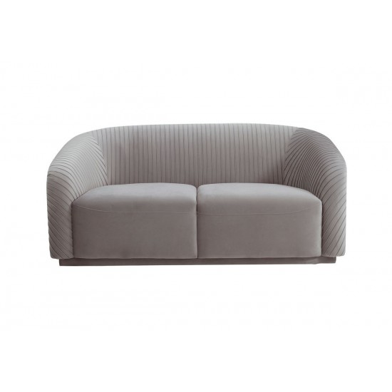 TOV Furniture Yara Pleated Grey Velvet Loveseat