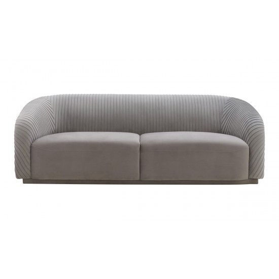 TOV Furniture Yara Pleated Grey Velvet Sofa