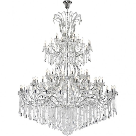 Elegant Lighting Maria Theresa 84 Light Chrome Chandelier With Clear Tear Drop Crystals Clear Spectra Swarovski Crystal