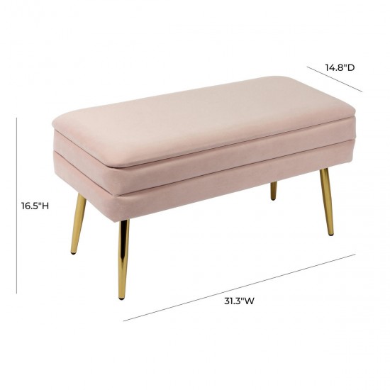 TOV Furniture Ziva Blush Velvet Storage Bench