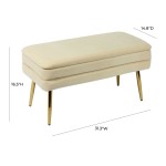 TOV Furniture Ziva Cream Velvet Storage Bench