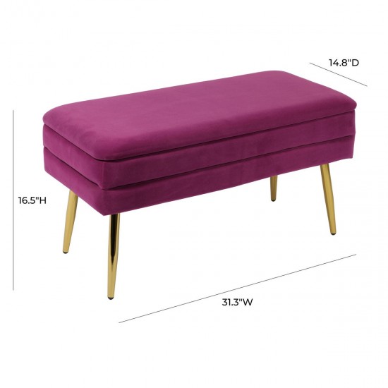 TOV Furniture Ziva Plum Velvet Storage Bench