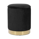 TOV Furniture Zoe Black Velvet Storage Ottoman