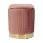 TOV Furniture Zoe Blush Velvet Storage Ottoman