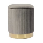 TOV Furniture Zoe Grey Velvet Storage Ottoman