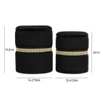 TOV Furniture Alani Black Velvet Nesting Ottomans - Set of 2