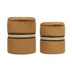 TOV Furniture Alani Cognac Velvet Nesting Ottomans - Set of 2