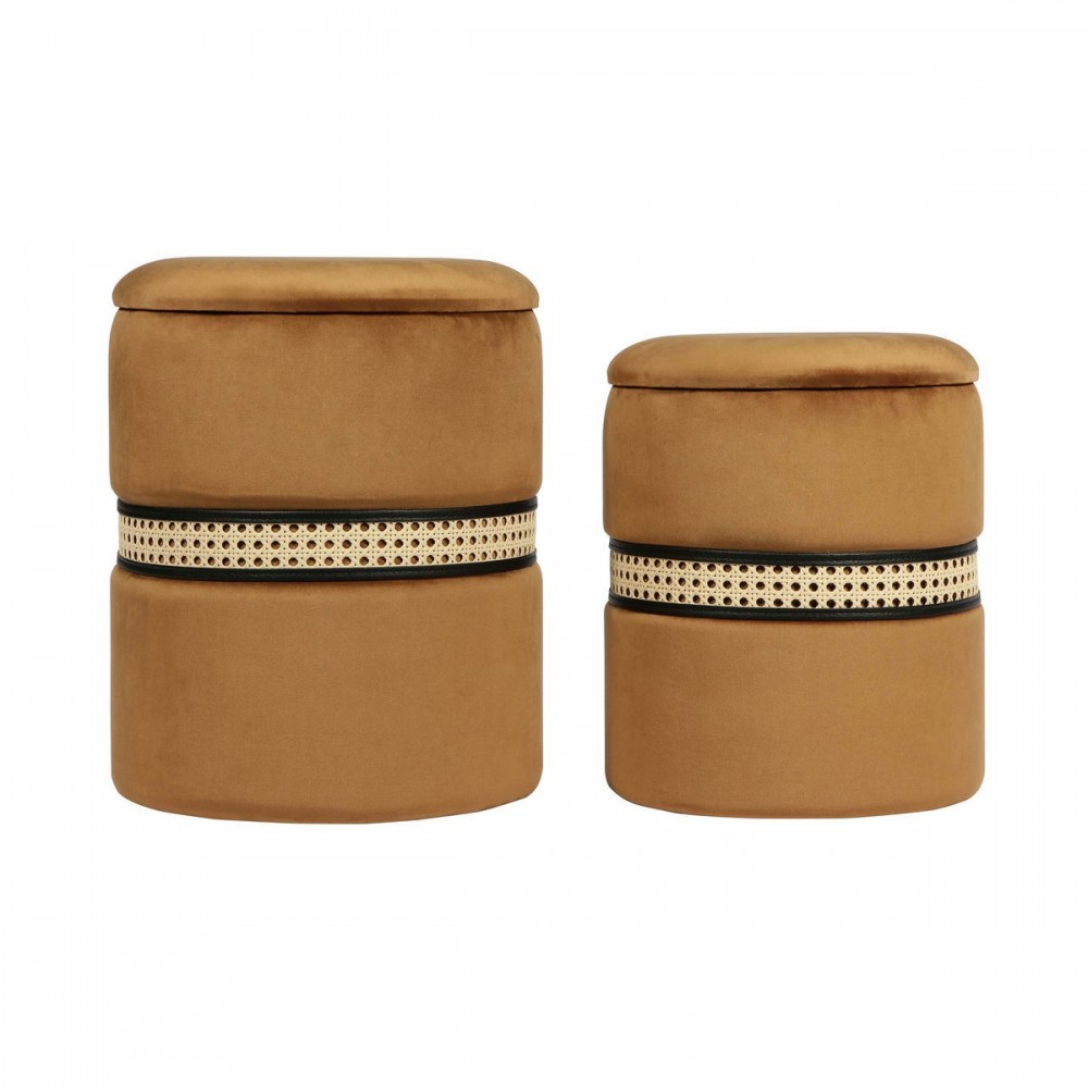 TOV Furniture Alani Cognac Velvet Nesting Ottomans - Set of 2