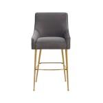 TOV Furniture Beatrix Dark Grey Velvet Bar Stool - Gold Legs