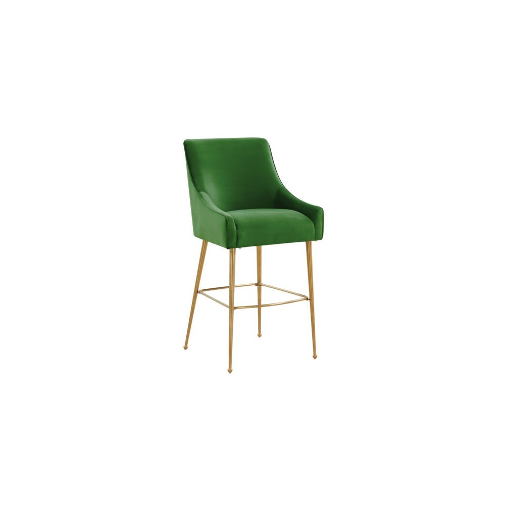 TOV Furniture Beatrix Green Velvet Bar Stool - Gold Legs