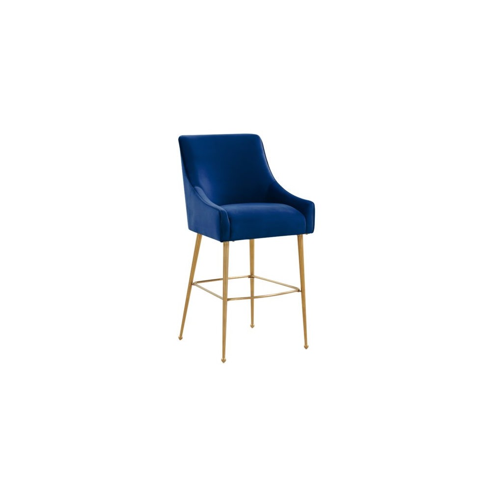 TOV Furniture Beatrix Navy Velvet Counter Stool - Gold Legs