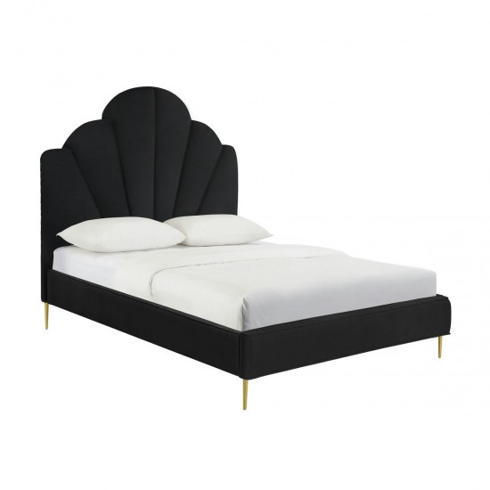 TOV Furniture Bianca Black Velvet Bed in King