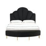 TOV Furniture Bianca Black Velvet Bed in Queen