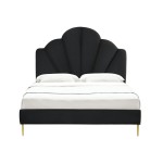 TOV Furniture Bianca Black Velvet Bed in Queen