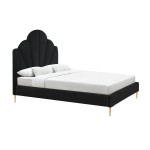 TOV Furniture Bianca Black Velvet Bed in Queen