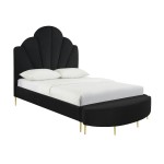 TOV Furniture Bianca Black Velvet Bed in Queen