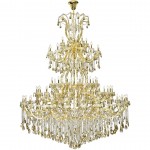 Elegant Lighting 84 Light Gold Chandelier With Golden Teak Tear Drop Crystals Golden Teak (Smoky) Royal Cut Crystal