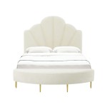 TOV Furniture Bianca Cream Velvet Bed in Full