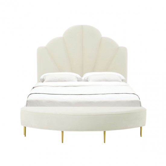 TOV Furniture Bianca Cream Velvet Bed in Full