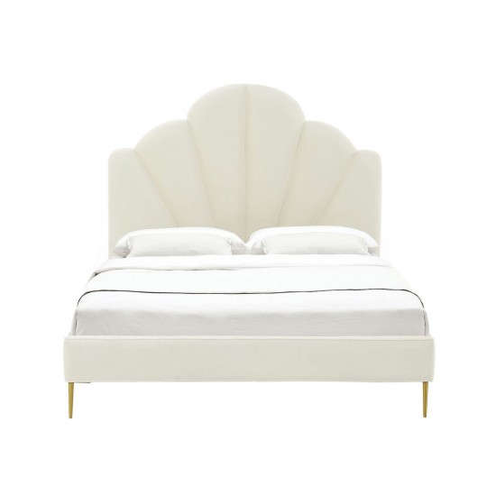 TOV Furniture Bianca Cream Velvet Bed in Full