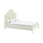 TOV Furniture Bianca Cream Velvet Bed in Full