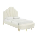 TOV Furniture Bianca Cream Velvet Bed in Full