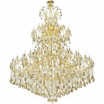 Elegant Lighting 84 Light Gold Chandelier With Golden Teak Tear Drop Crystals Golden Teak (Smoky) Royal Cut Crystal