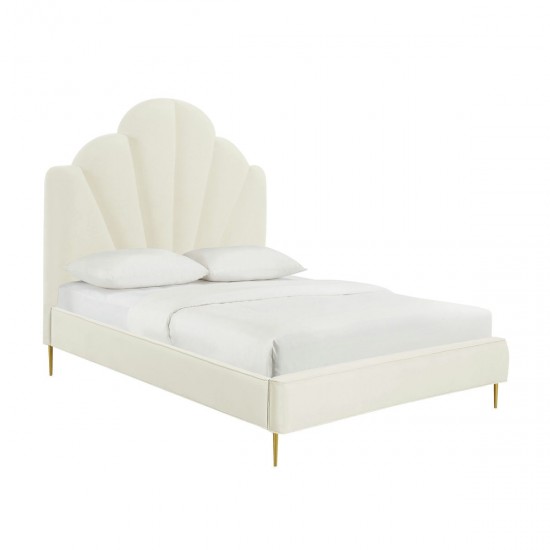 TOV Furniture Bianca Cream Velvet Bed in Queen