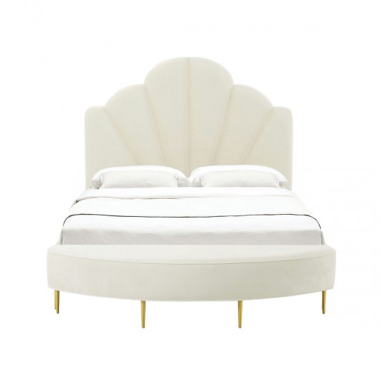 TOV Furniture Bianca Cream Velvet Bed in Queen