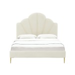 TOV Furniture Bianca Cream Velvet Bed in Queen