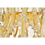 Elegant Lighting 84 Light Gold Chandelier With Golden Teak Tear Drop Crystals Golden Teak (Smoky) Royal Cut Crystal