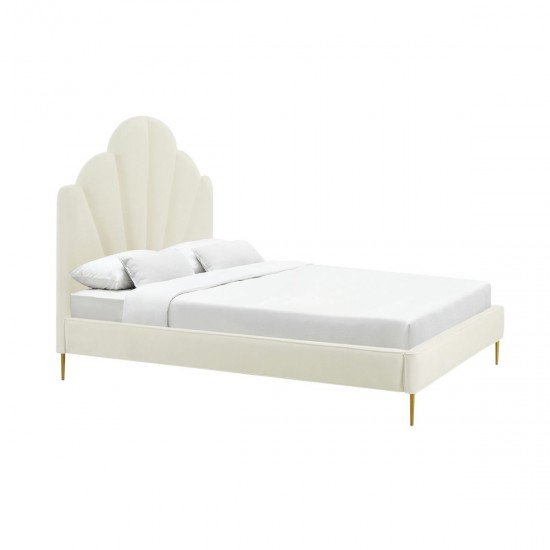 TOV Furniture Bianca Cream Velvet Bed in Queen