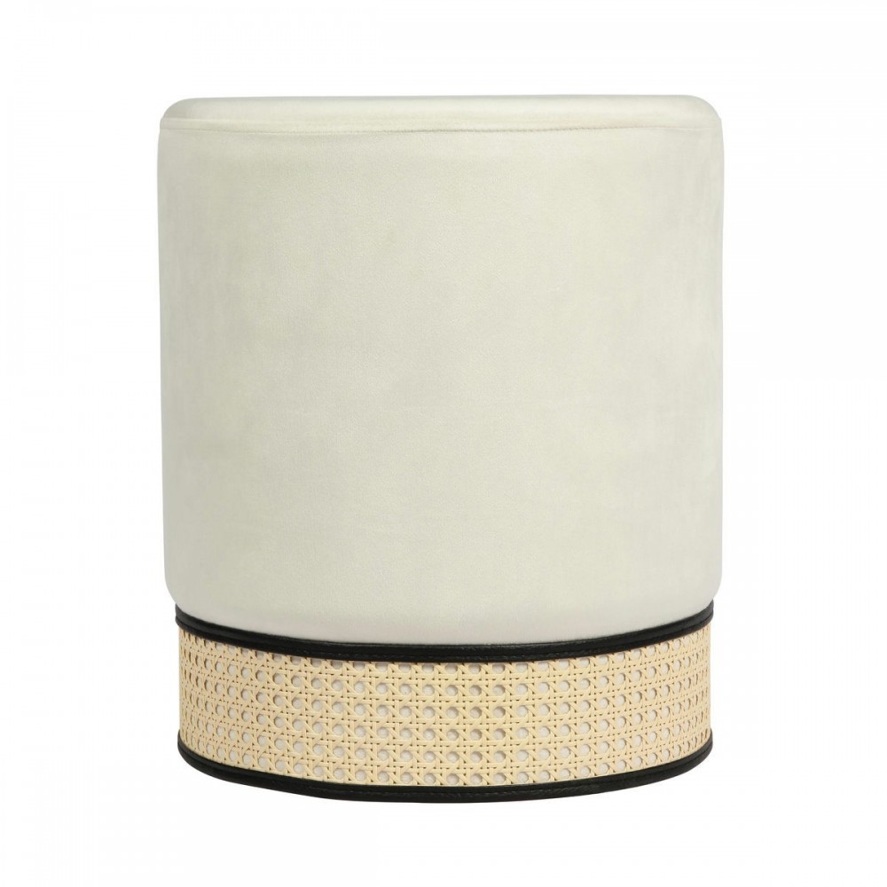 TOV Furniture Ivy Cream Velvet Ottoman