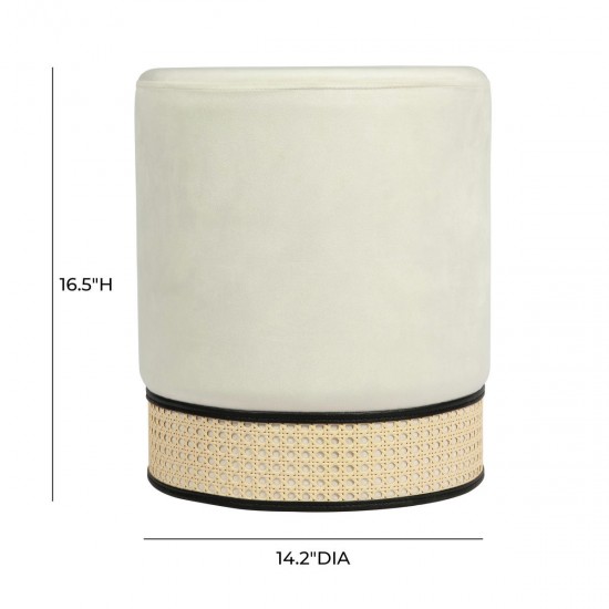 TOV Furniture Ivy Cream Velvet Ottoman