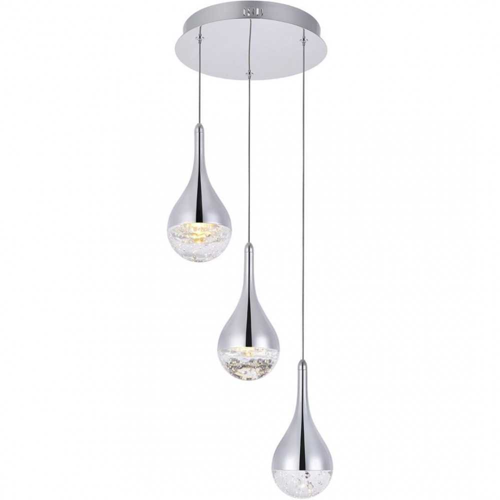 Elegant Lighting Amherst Collection Led 3-Light Chandelier 12In X 9In Chrome Finish