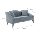 TOV Furniture Naya Sea Blue Velvet Loveseat
