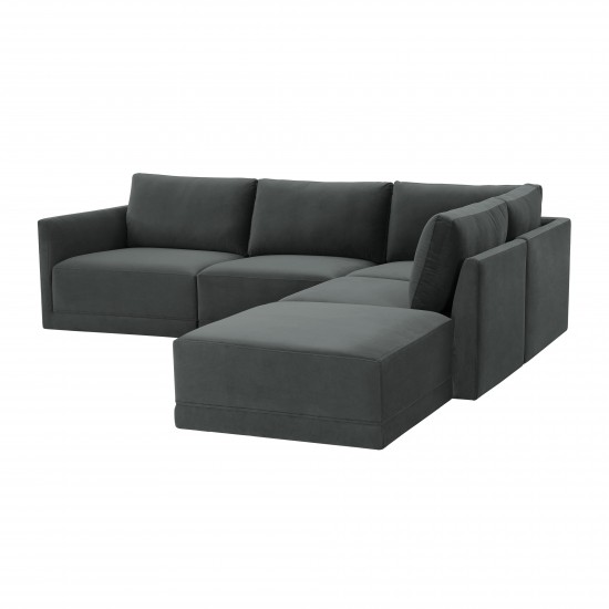 TOV Furniture Willow Charcoal Modular RAF Sectional