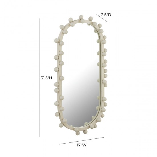 TOV Furniture Bubbles Ivory Oval Wall Mirror