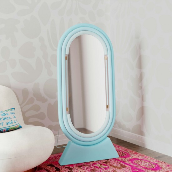 TOV Furniture Neon Floor Mirror in Blue